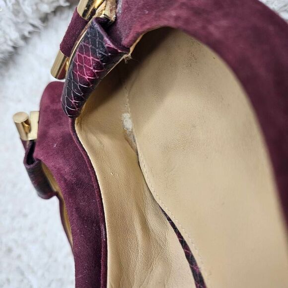 Michael Kors Gloria Burgundy Suede Leather Square Toe Ballet Flats‎ sz 7.5 - Picture 7 of 7